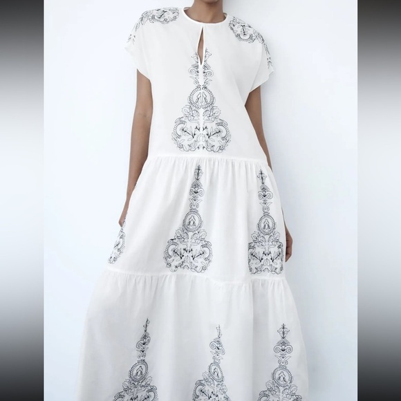 NWOT Zara boho embroidered maxi dress - Picture 4 of 5